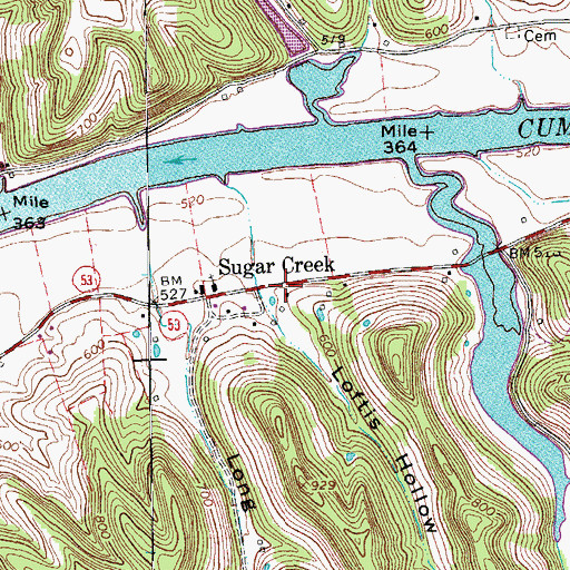 Topographic Map of Loftis Hollow, TN