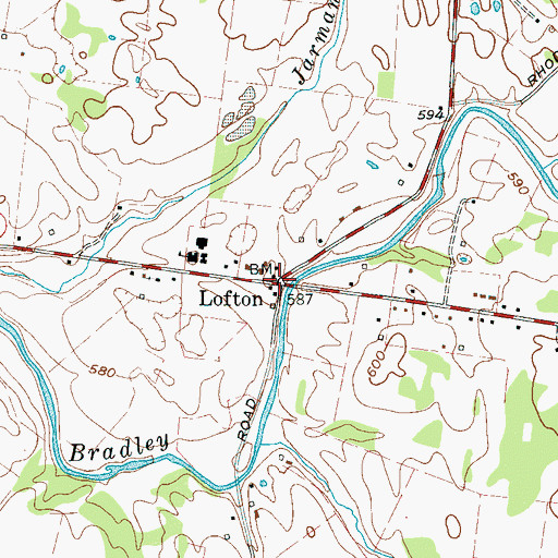 Topographic Map of Lofton, TN