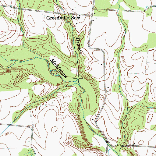 Topographic Map of Log Branch, TN