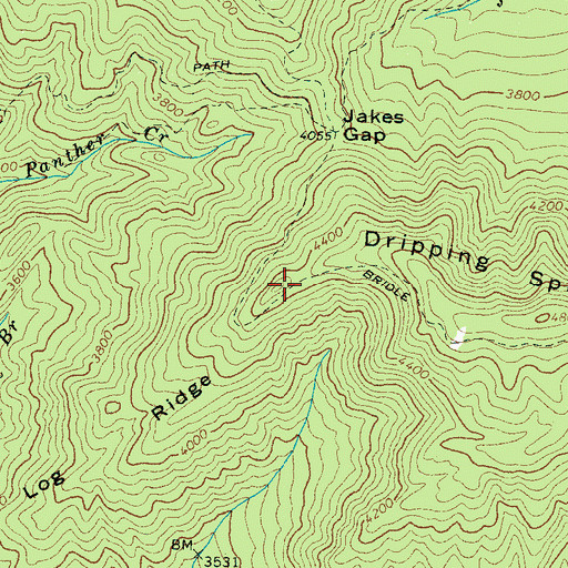 Topographic Map of Log Ridge, TN