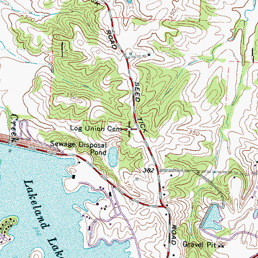 Topographic Map of Log Union Cemetery, TN