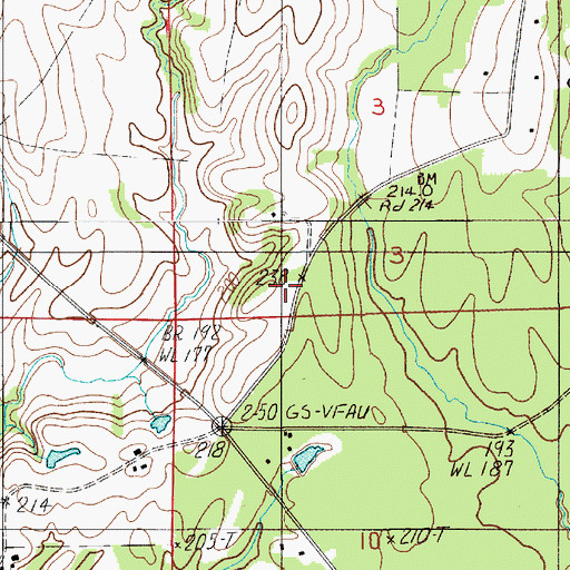 Topographic Map of Wood School, AL