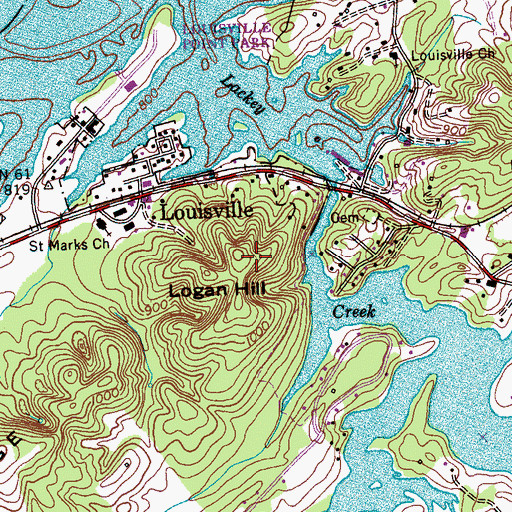 Topographic Map of Logan Hill, TN