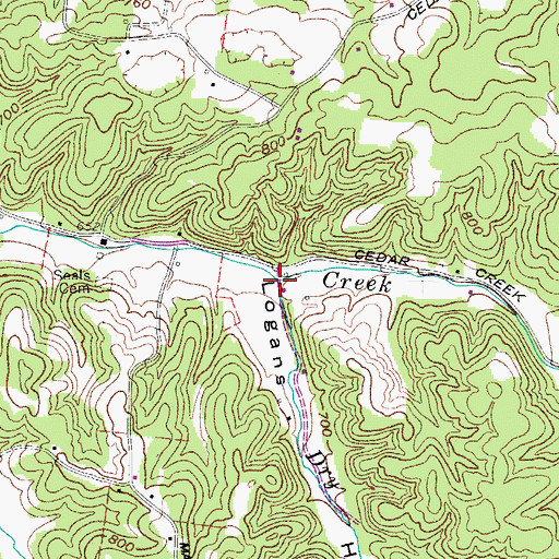 Topographic Map of Logans Hollow, TN