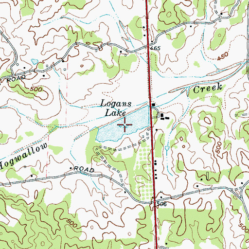 Topographic Map of Logans Lake, TN