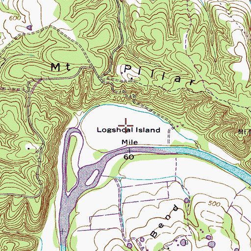Topographic Map of Logshoal Island, TN