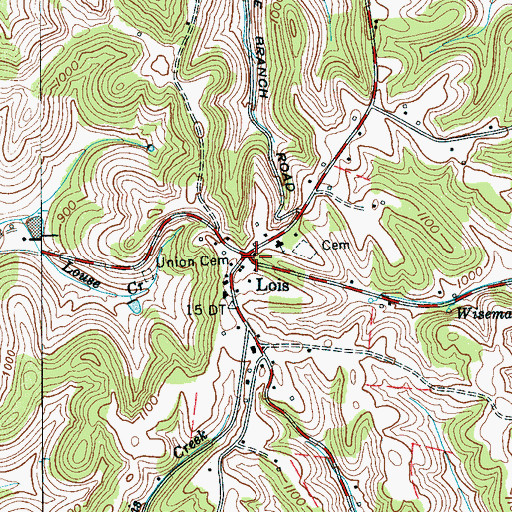 Topographic Map of Lois, TN
