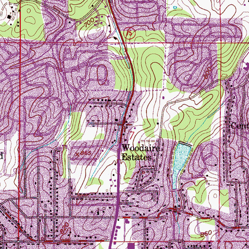 Topographic Map of Woodaire Estates, AL