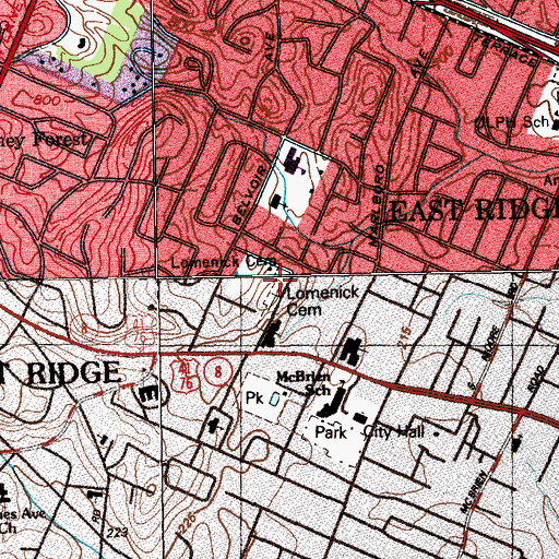 Topographic Map of Lomenick Cemetery, TN