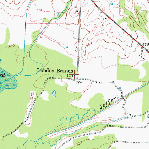 Topographic Map of London Branch Church, TN