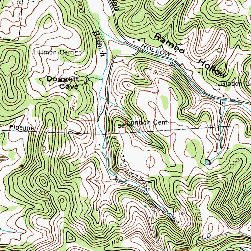 Topographic Map of London Cemetery, TN