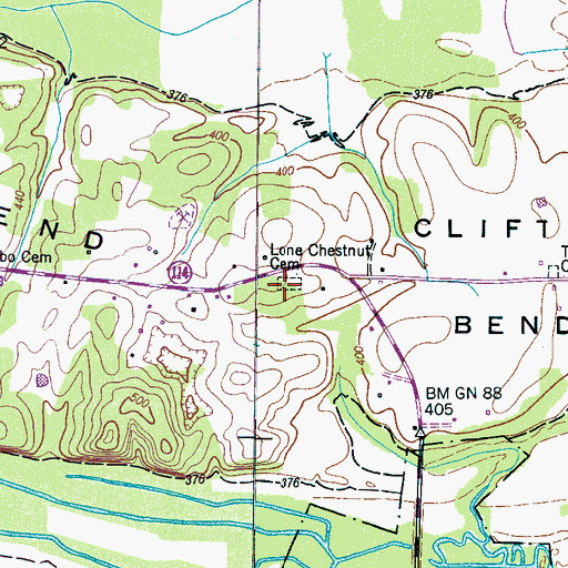 Topographic Map of Lone Chestnut Cemetery, TN
