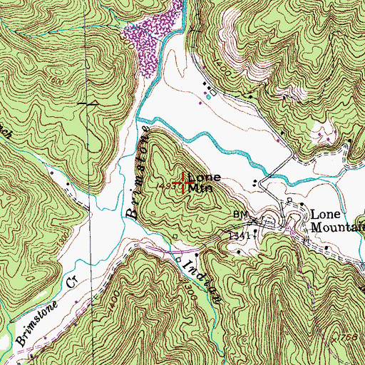 Topographic Map of Lone Mountain, TN