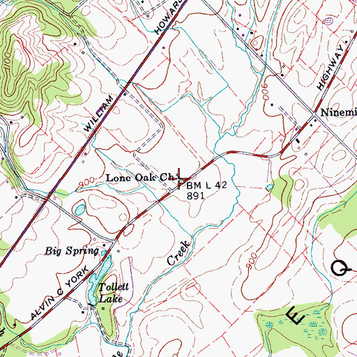 Topographic Map of Lone Oak Church, TN
