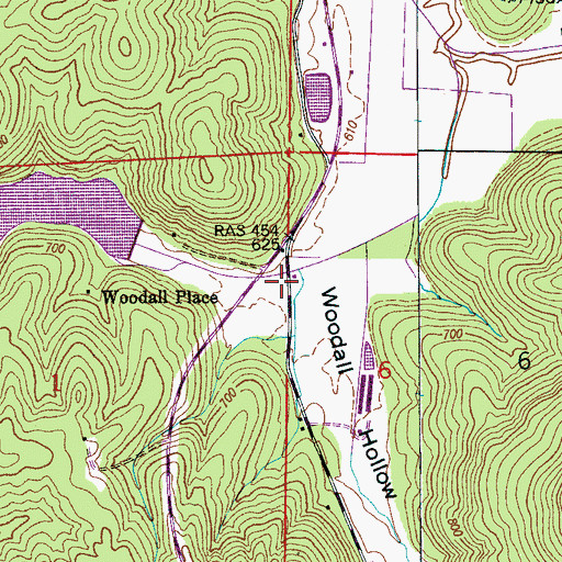 Topographic Map of Woodall Hollow, AL