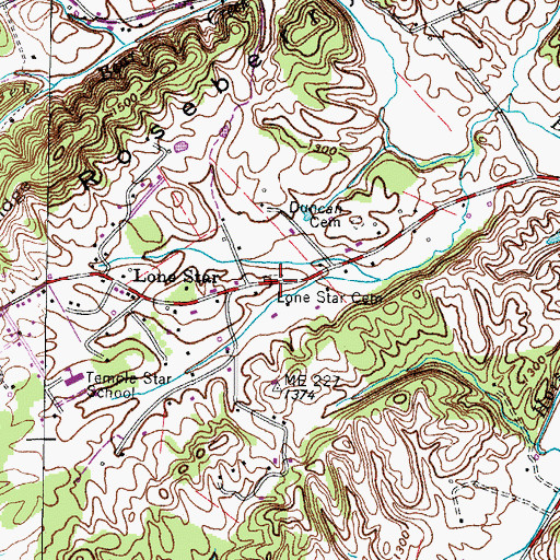 Topographic Map of Lone Star Cemetery, TN