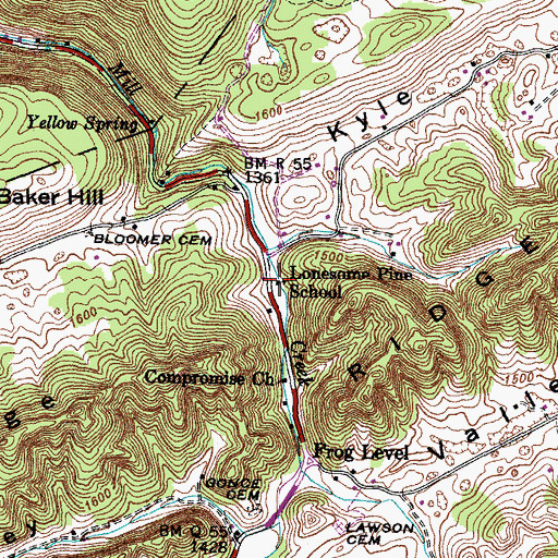 Topographic Map of Lonesome Pine School, TN
