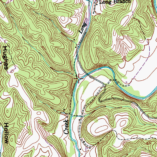 Topographic Map of Long Branch, TN