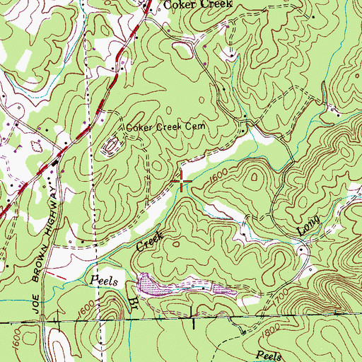 Topographic Map of Long Branch, TN