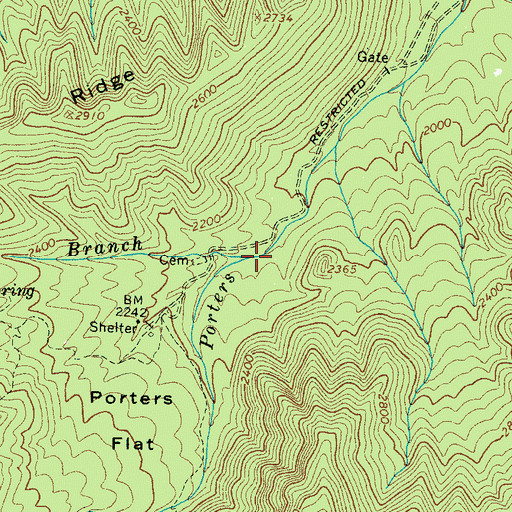 Topographic Map of Long Branch, TN