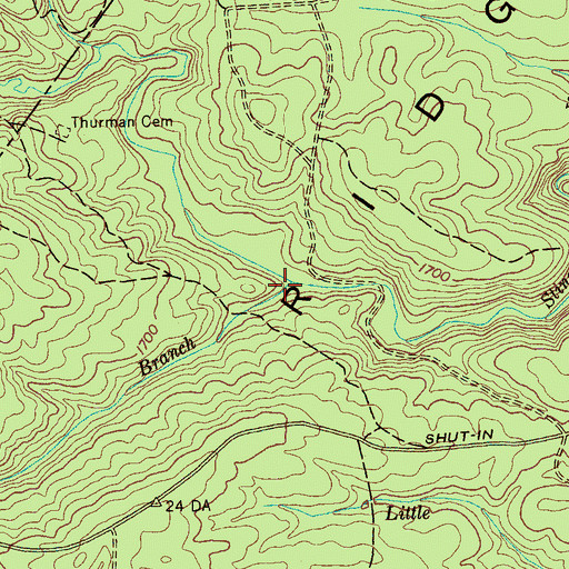 Topographic Map of Long Branch, TN