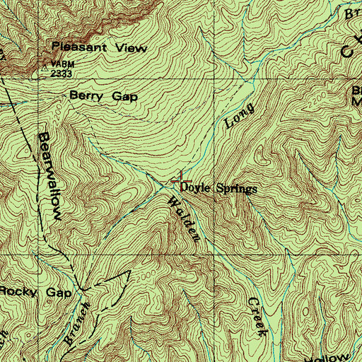 Topographic Map of Long Branch, TN