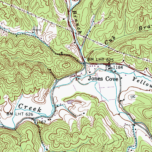 Topographic Map of Long Branch, TN
