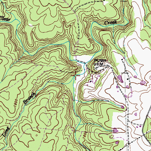 Topographic Map of Long Branch, TN