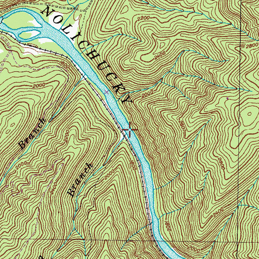 Topographic Map of Long Branch, TN