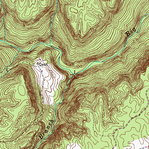 Topographic Map of Long Branch, TN