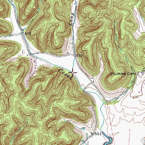 Topographic Map of Long Branch, TN
