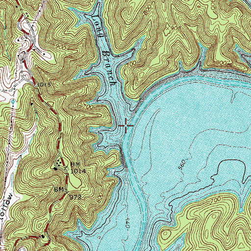 Topographic Map of Long Branch, TN
