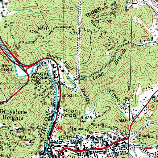 Topographic Map of Long Branch, TN