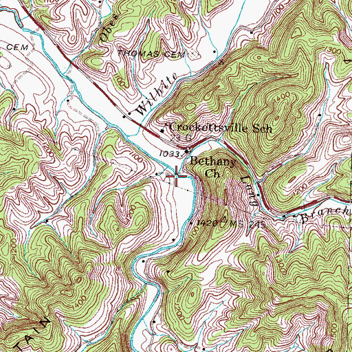 Topographic Map of Long Branch, TN