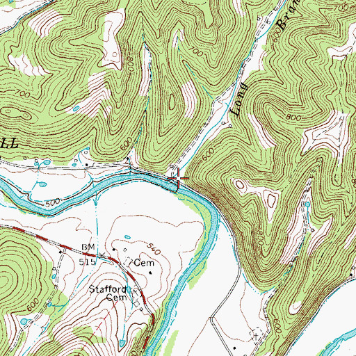 Topographic Map of Long Branch, TN