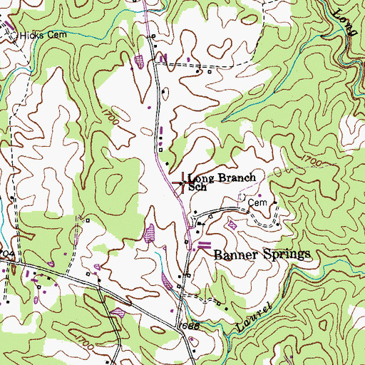 Topographic Map of Long Branch School, TN