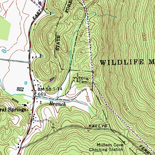 Topographic Map of Long Cemetery, TN