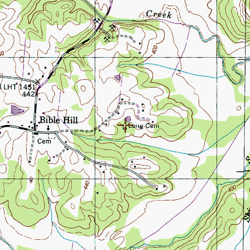 Topographic Map of Long Cemetery, TN