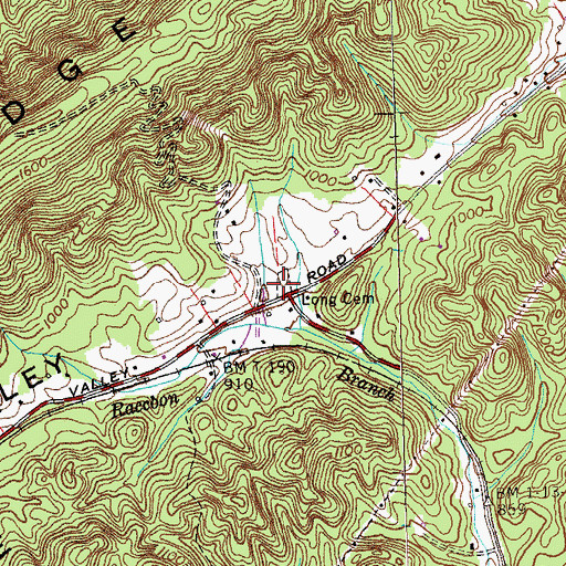 Topographic Map of Long Cemetery, TN