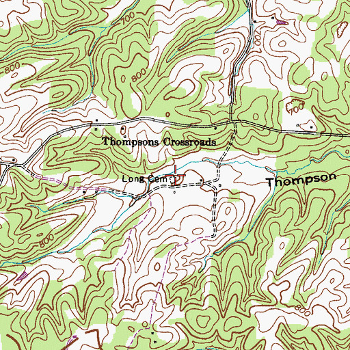 Topographic Map of Long Cemetery, TN