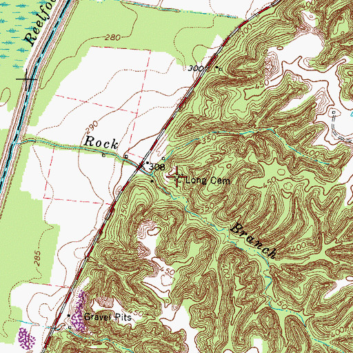 Topographic Map of Long - Cunningham Cemetery, TN