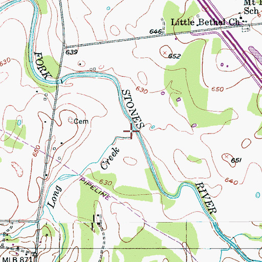 Topographic Map of Long Creek, TN