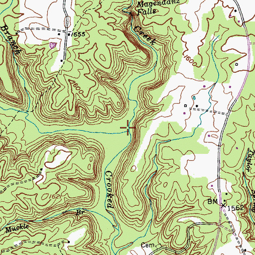 Topographic Map of Long Creek, TN