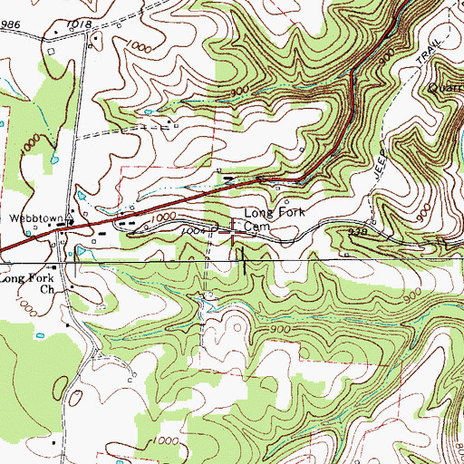 Topographic Map of Long Fork Cemetery, TN