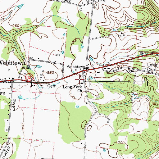 Topographic Map of Long Fork Church, TN