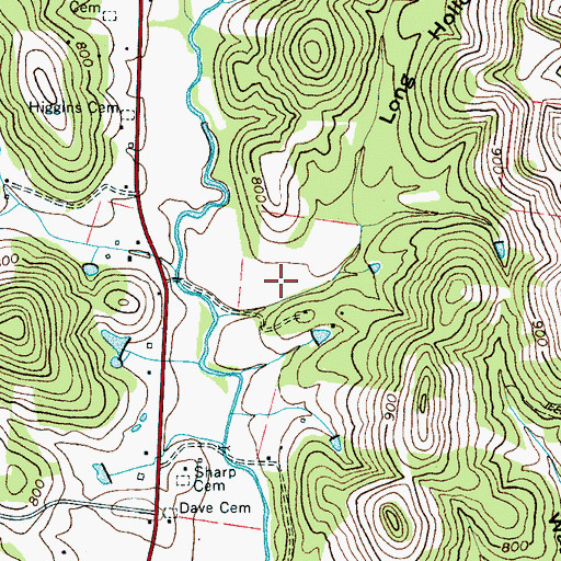 Topographic Map of Long Hollow, TN
