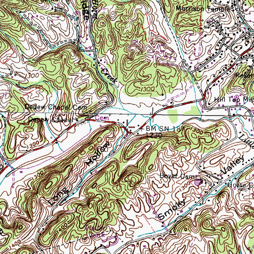 Topographic Map of Long Hollow, TN