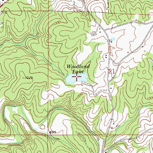 Topographic Map of Woodland Lake, AL