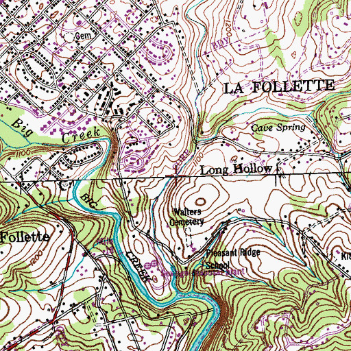 Topographic Map of Long Hollow, TN