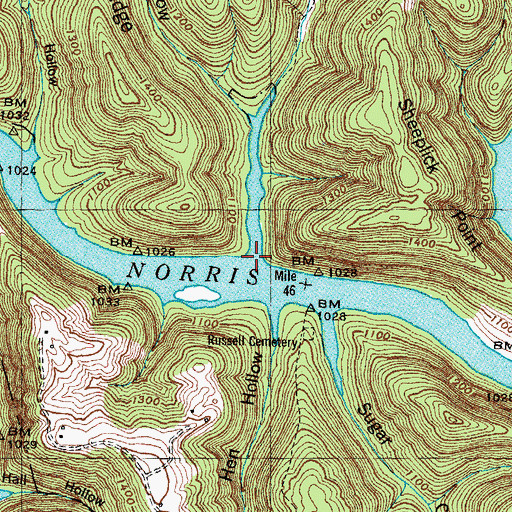 Topographic Map of Long Hollow, TN